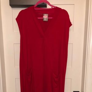 Red High Low Dress with Pockets